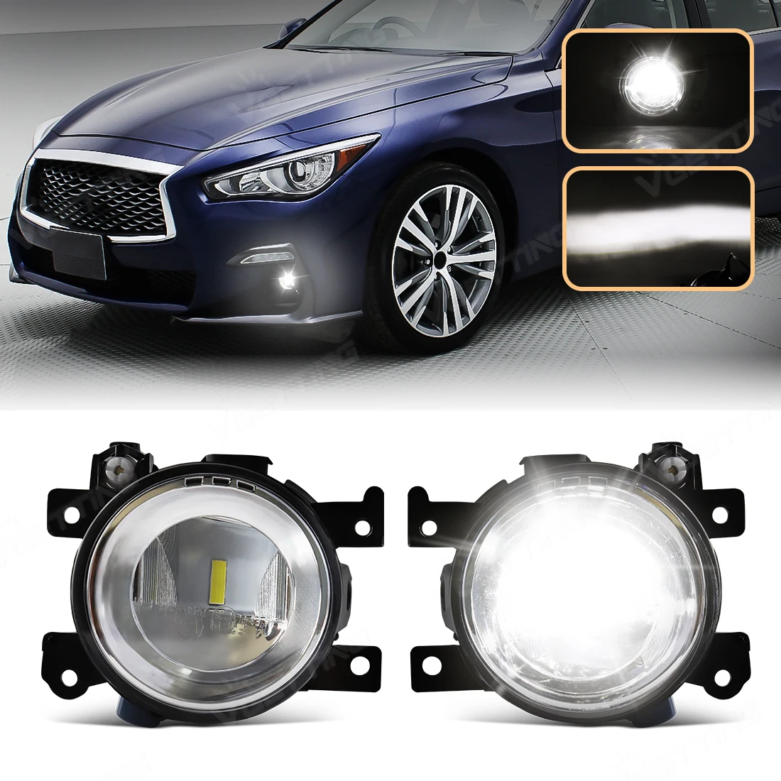 

LED Fog Lamp Assembly For Infiniti Q50 QX50 Q60 QX60 Q70 Q70L QX80 2014 2015 2016 2017 2018 2019 2020 White Front DRL Headlight