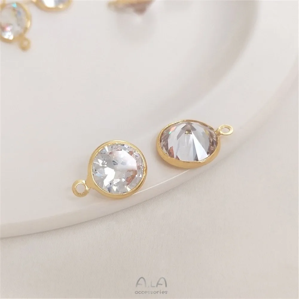 

Large Round Zircon Edge Single Hanging Double Hanging 14K Gold Color Flash Zirconium Pendant Handmade Diy Jewelry Accessories