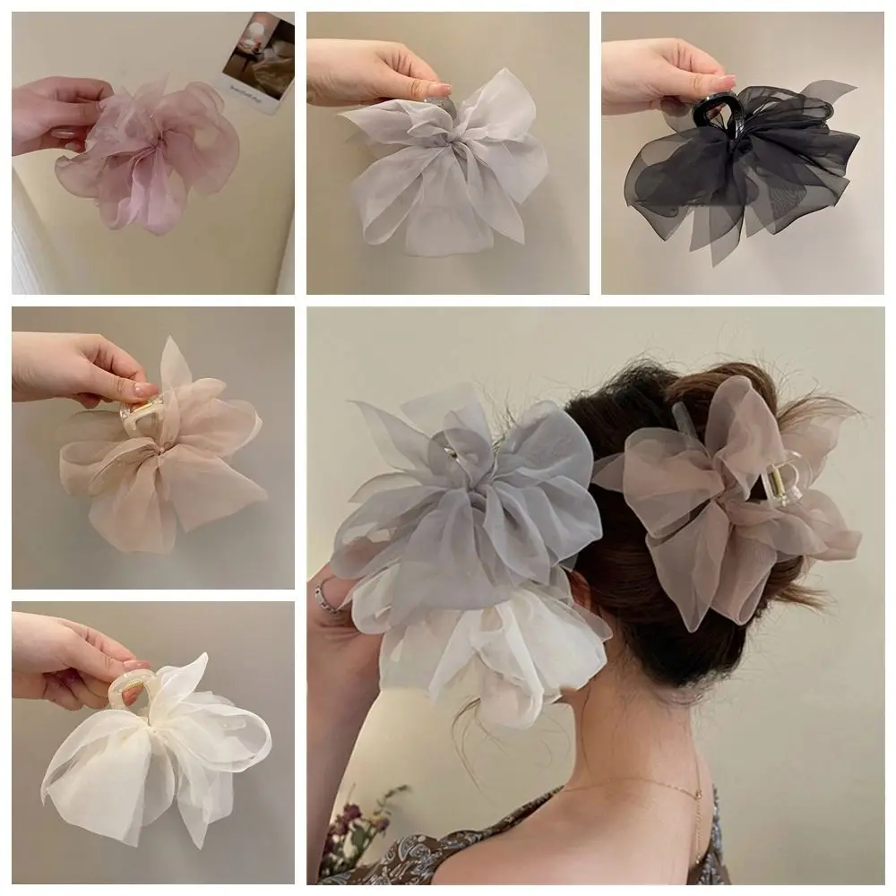 

Ponytail Holder Mesh Headdress Large Hairpin Fashion Headwear Korean Shark Clip Hair Crab Clip Bow Hair Claw Women Hair Clip