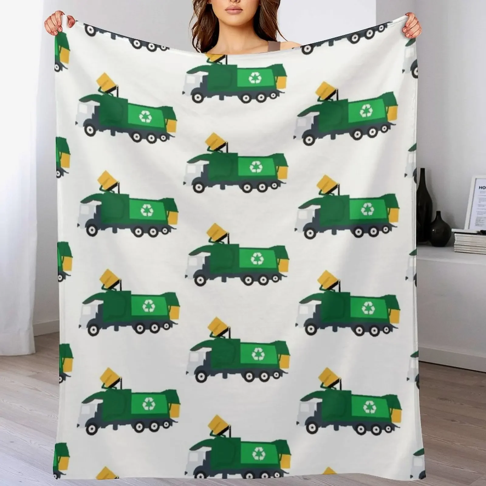 

Recycling Garbage Truck Throw Blanket Breathable Lightweight Blanket for Adults Kids