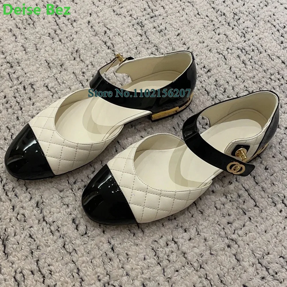 Flat With Ankle Buckle Strap Pumps For Female Women Real Leather Round Toe Elegant Shallow Fixed Colors Fashion All-match Shoes