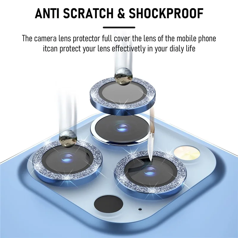 حلقة معدنية زجاج عدسة الكاميرا حامي ، غطاء الملحقات آيفون 13 ، 12 ، 15 برو ماكس ، 14 Plus Mini ، 14Pro ، 1 Set