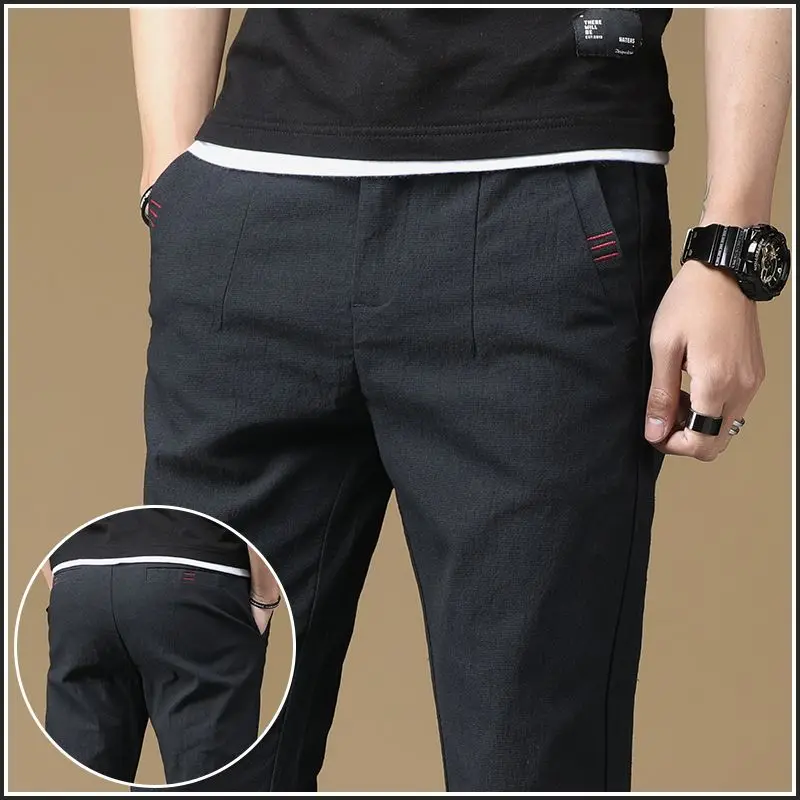 Spring Autumn Elegant Fashion Harajuku Slim Fit Trousers Loose All Match Sport Casual Pants Solid Pockets Straight Leg Pants