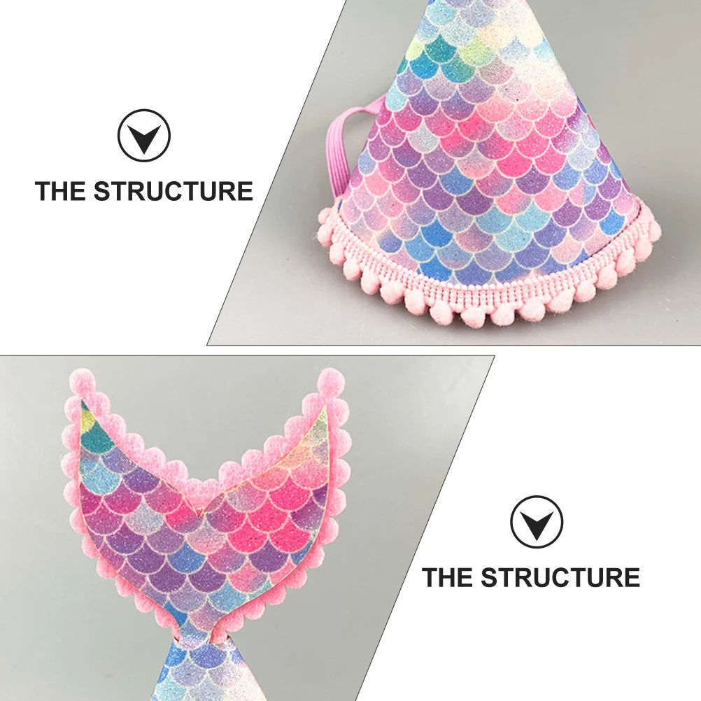 

1pc Sequined Glitter Mermaid Tail Birthday For Girls Lightweight Comfortable Party Prop Hat Birthday Crown Hat Party Supplies