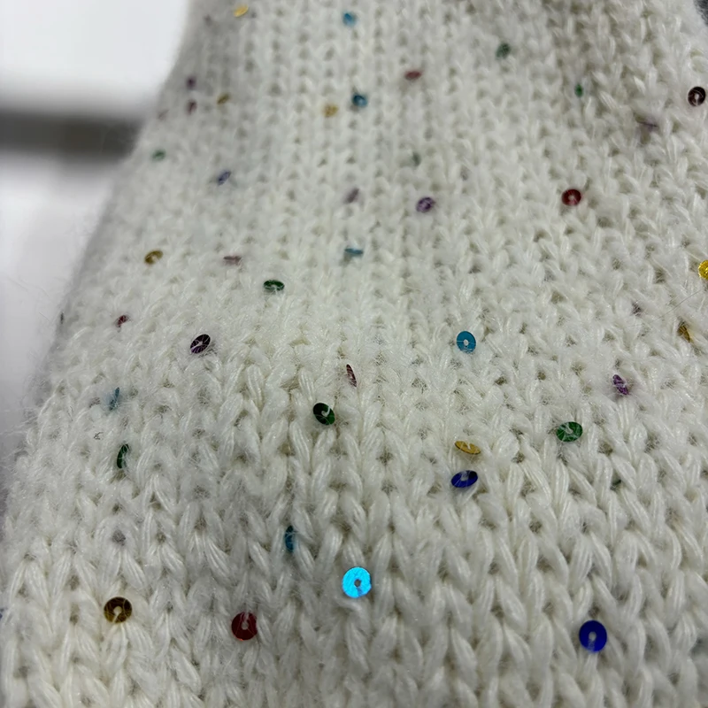 2025 herbst Frauen Glänzende Pailletten Echt Fox Pelz Pullover Spezielle Design Gestrickte Jacke Tragen