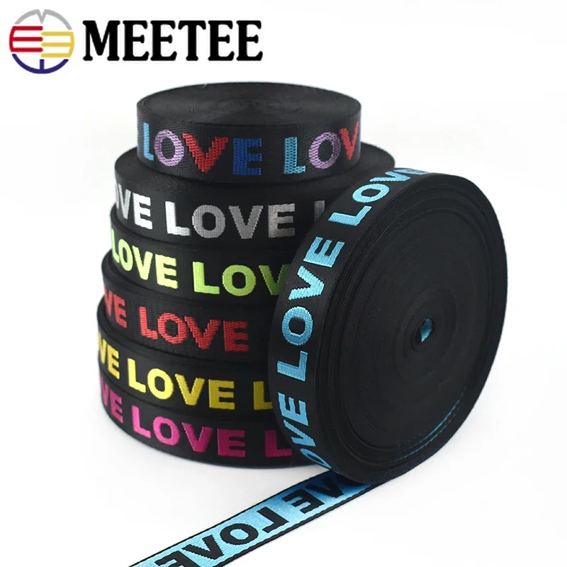 

10Y 25mm 1'' Nylon Webbing Jacquard LOVE Tape Ribbon DIY Bag Shoulder Strap Trims Garment Decoration Lace Sewing Accessories