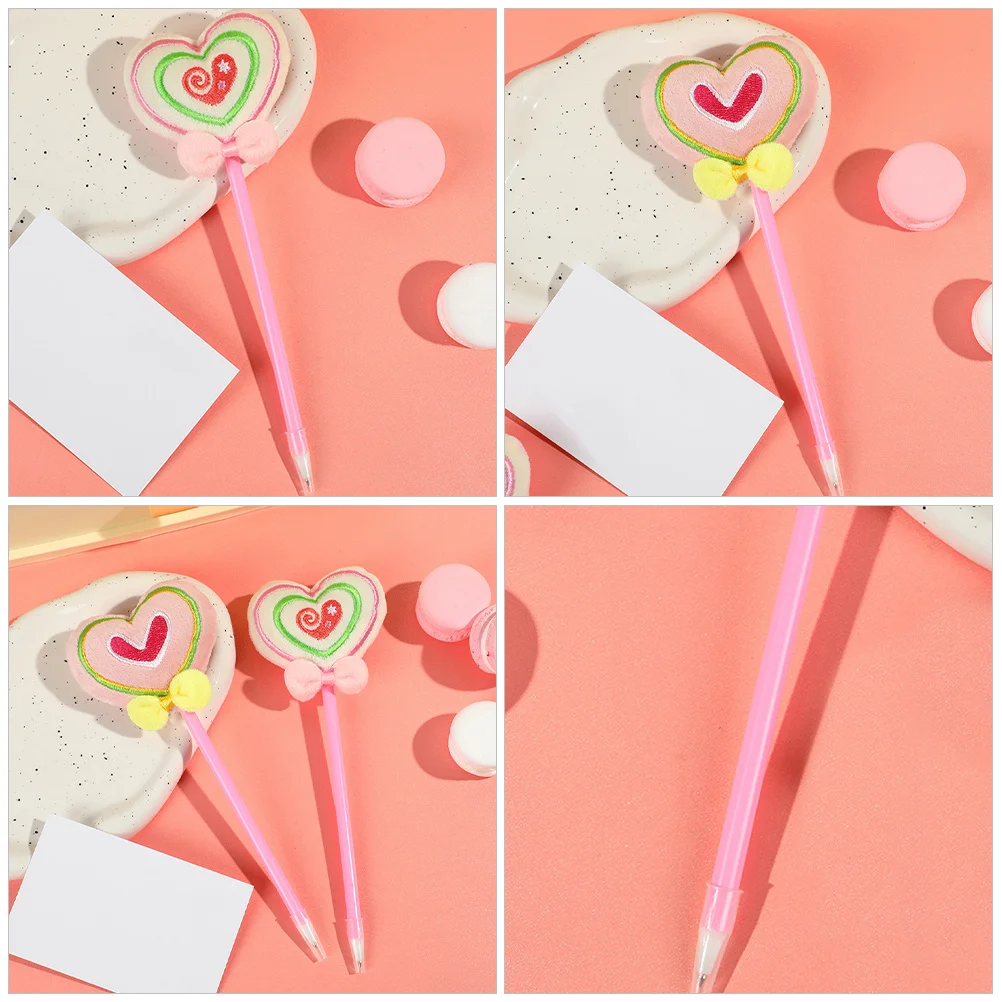 2Pcs Heart Shape Ballpoint Pens Cute Valentine Smooth Writing Colorful Small Journaling Office Use Black Ink