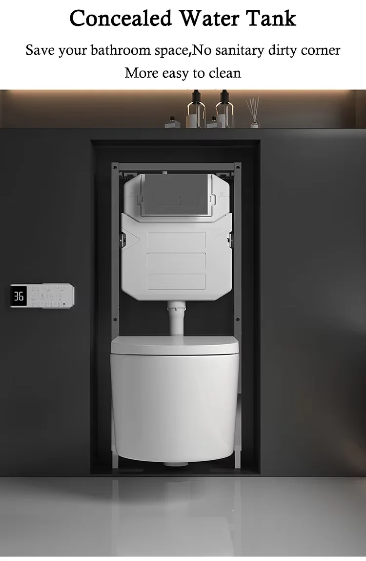 Space Saving Design Foam Shield No Water Pressure Limits Manual Flushing Wall Hung Smart Toilet with Wall Hung Installation - view 5