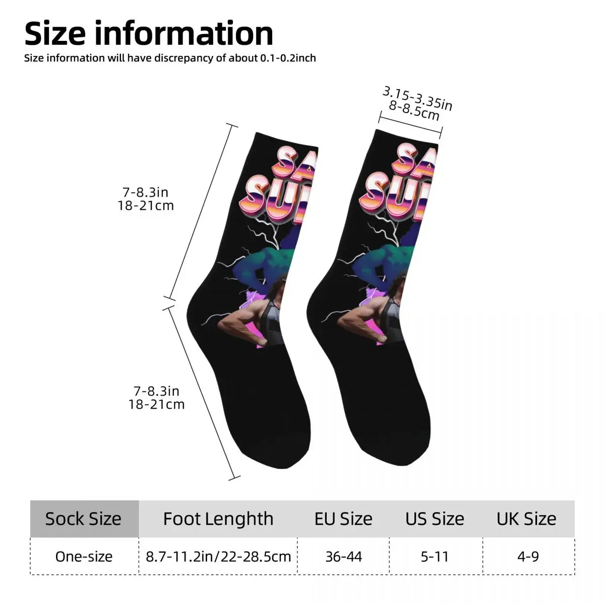 Sam-Unisex Polyester Socks, Soccer Socks, Tubo Médio, Ginásio, Humor