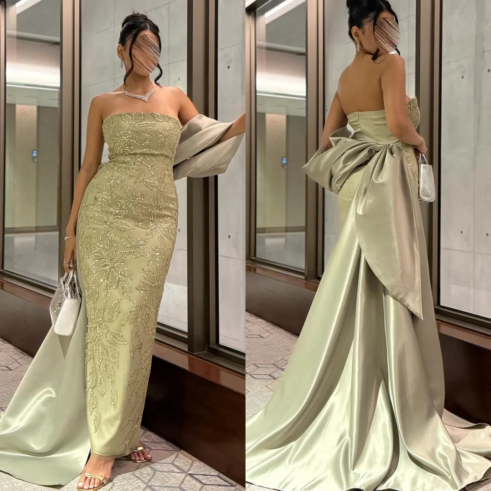 

Индивидуальные платья миди высокого качества Charmeuse со складками и блестками без бретелек на заказ, изысканные знаменитости