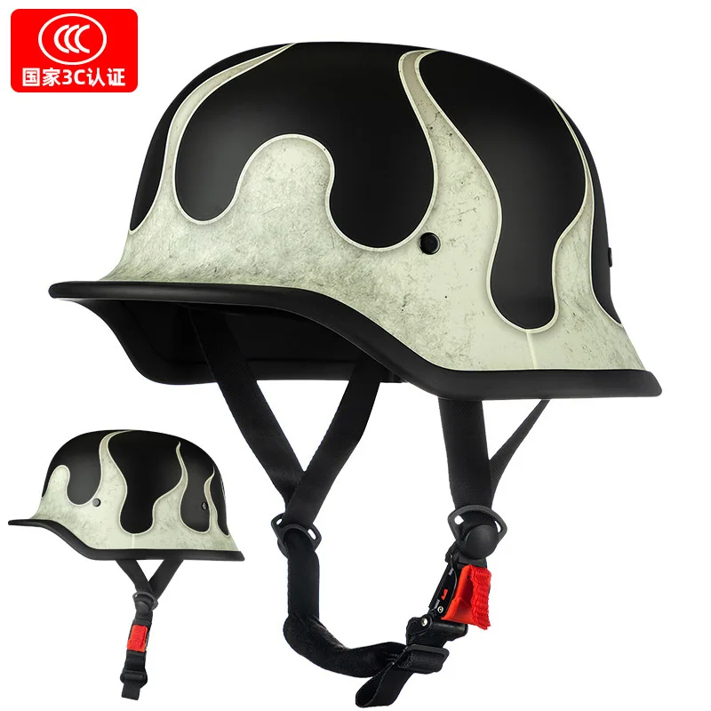 Duitse Soldaat Helm Motorfiets Voor Harley Retro Half Helm Motorhelm Zomer 3C Certificering Scoop Helm Cruise Auto