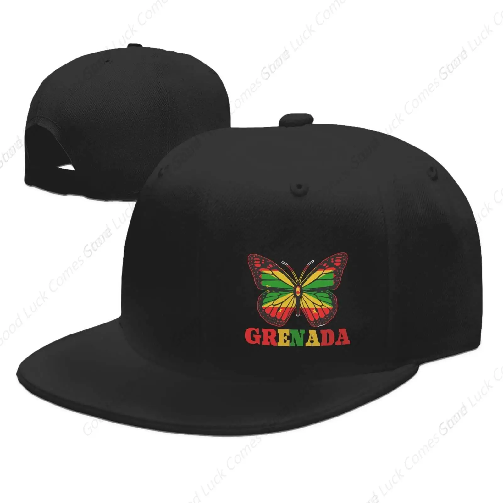 Butterfly Grenada Flag Snapback Hats for Men Women Adjustable Flat Brim Baseball Cap Flat Bill Hat