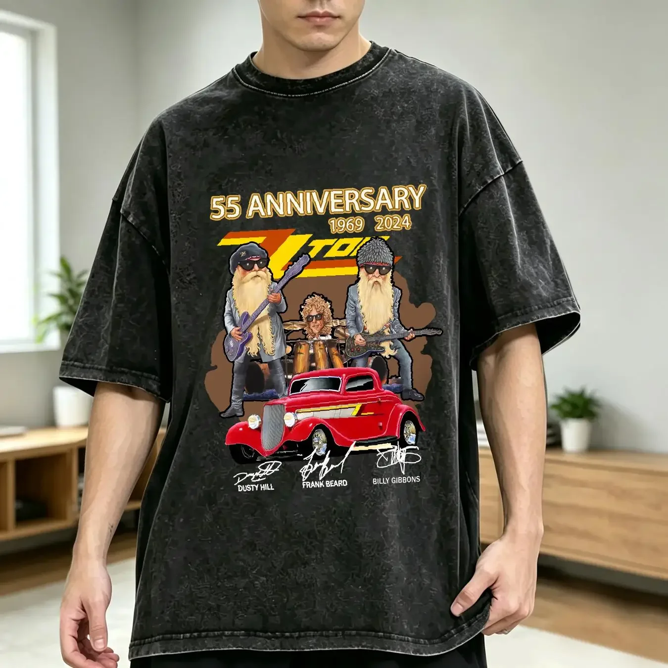washed T Shirt 55th anniversary 1969 2024 zz top thank you for the memories ZZ1120 long sleeves vintage Washed