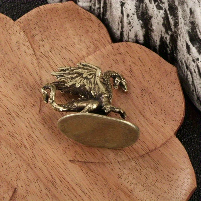 1/3 Piece Brass Gryphon Mini Statues, Vintage Style Bronze Winged Dragon, Small Table Decor