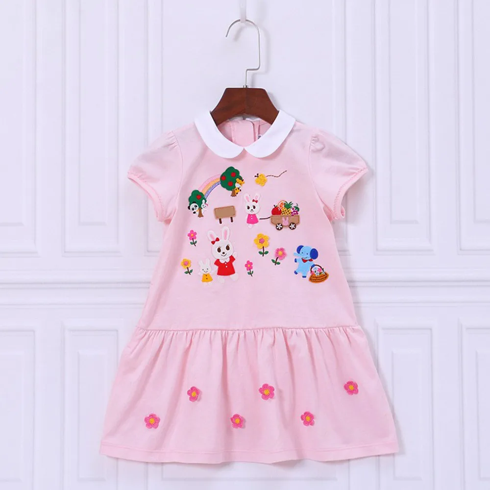 

Одежда для маленьких девочек, детские платья с рисунком кролика, милое платье для девочек, летнее платье с короткими рукавами