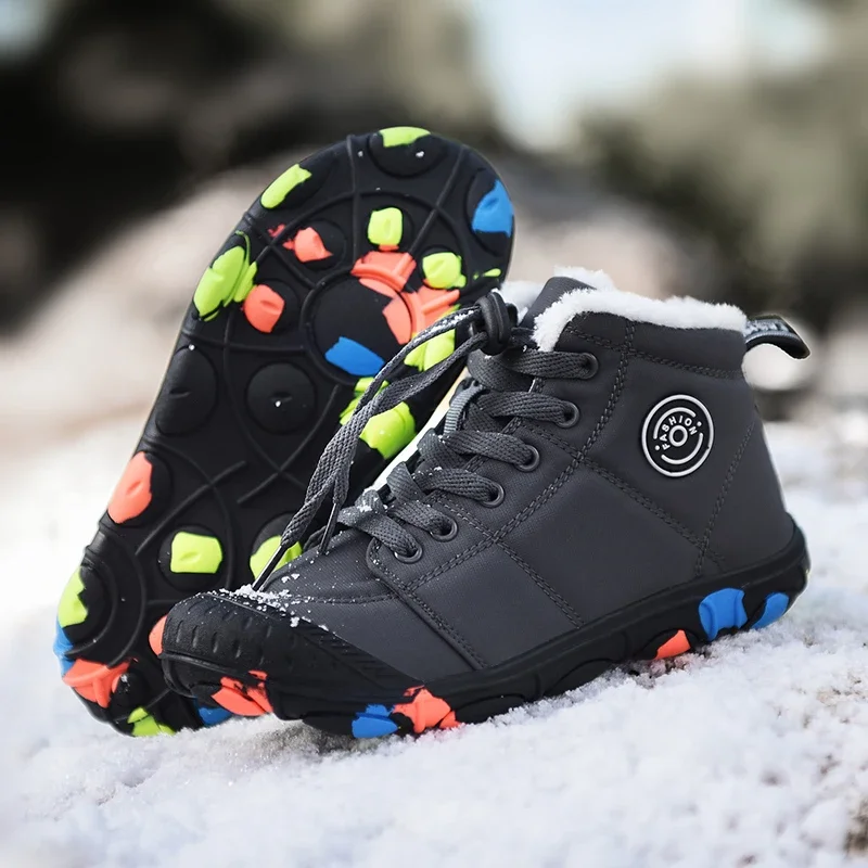 

2023 Winter Children Boots Boys Girls Snow Boots Non-slip Flats Walking Shoes Non-slip Sneakers Trendy Kids Shoes Size 30-39