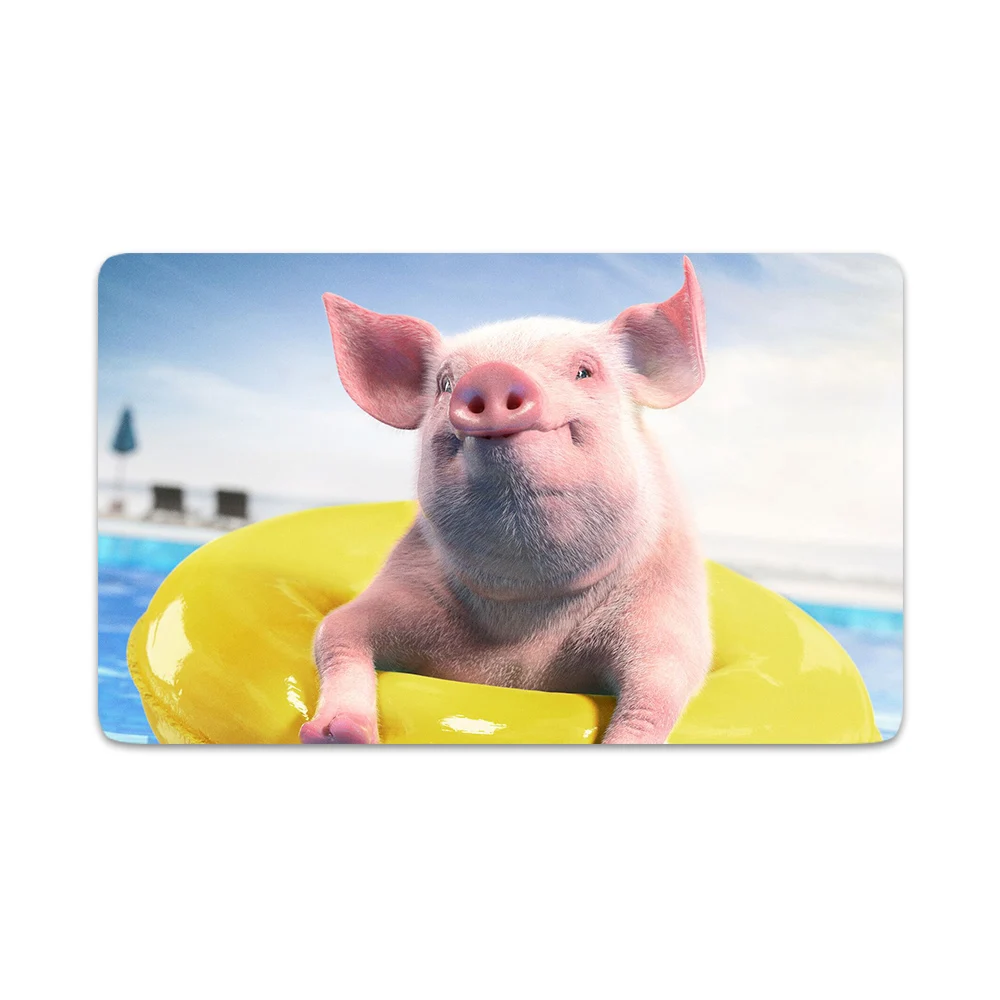 

HX Animals Doormats Cute Piglet Swimming Ring 3D Printed Carpets for Living Room Flannel Indoor Hallway Rug Bath Mats