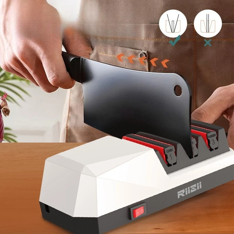 

Электрическая точилка для ножей 4 в 1, регулируемый цифровой дисплей для ножей с прямым лезвием/зубчатых ножей/керамических ножей/ножниц