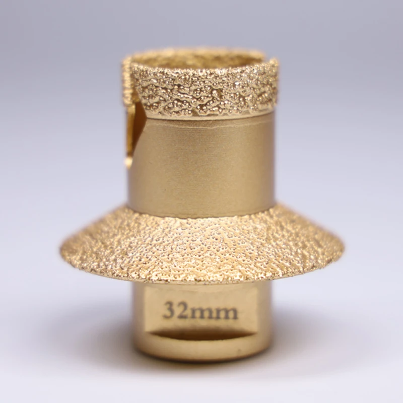 

Diamond chamfered miter bit for extended grinding edge milling bit