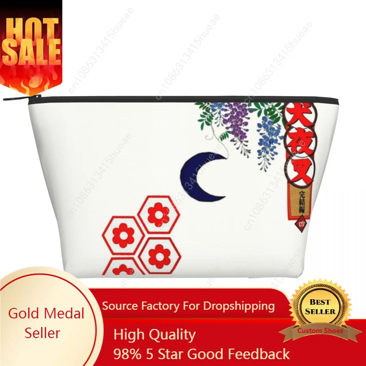 

Travel Seshomaru Flower Pattern Toiletry Bag Demon Inuyasha Anime Manga Cosmetic Makeup Organizer Beauty Storage Dopp Kit Box