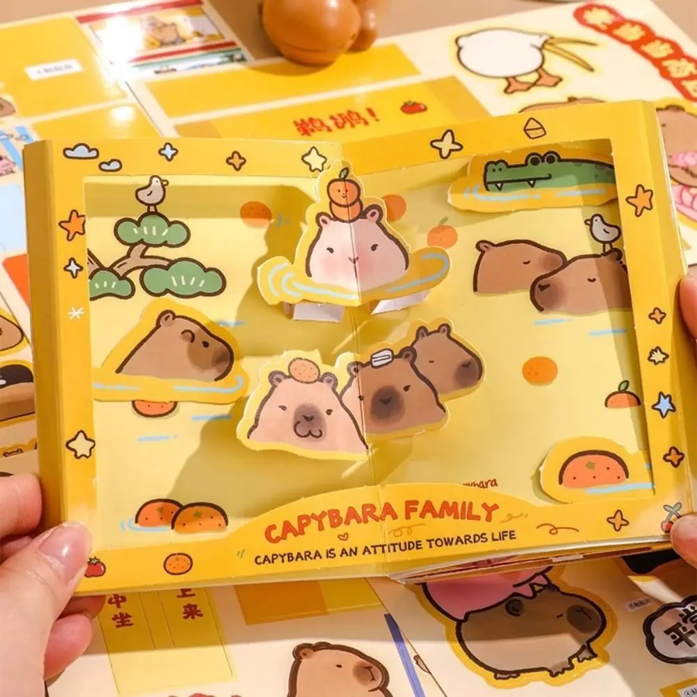 Kapibara Capybara libro silencioso juguetes hechos a mano Anime libros de actividades Capibara pegatina libro papel 3D DIY niños libro ocupado juguete DIY