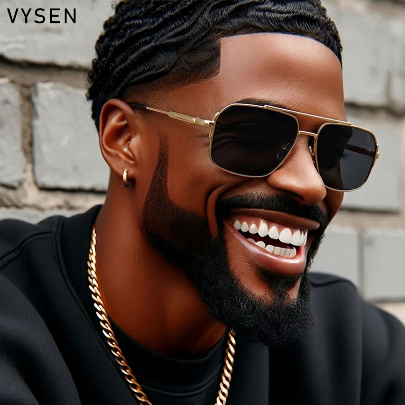 

Square Double Bridge Sunglasses Men 2026 Luxury Brand Oversized Metal Frame Sun Glasses For Male Vintage Fashion Driving Shades