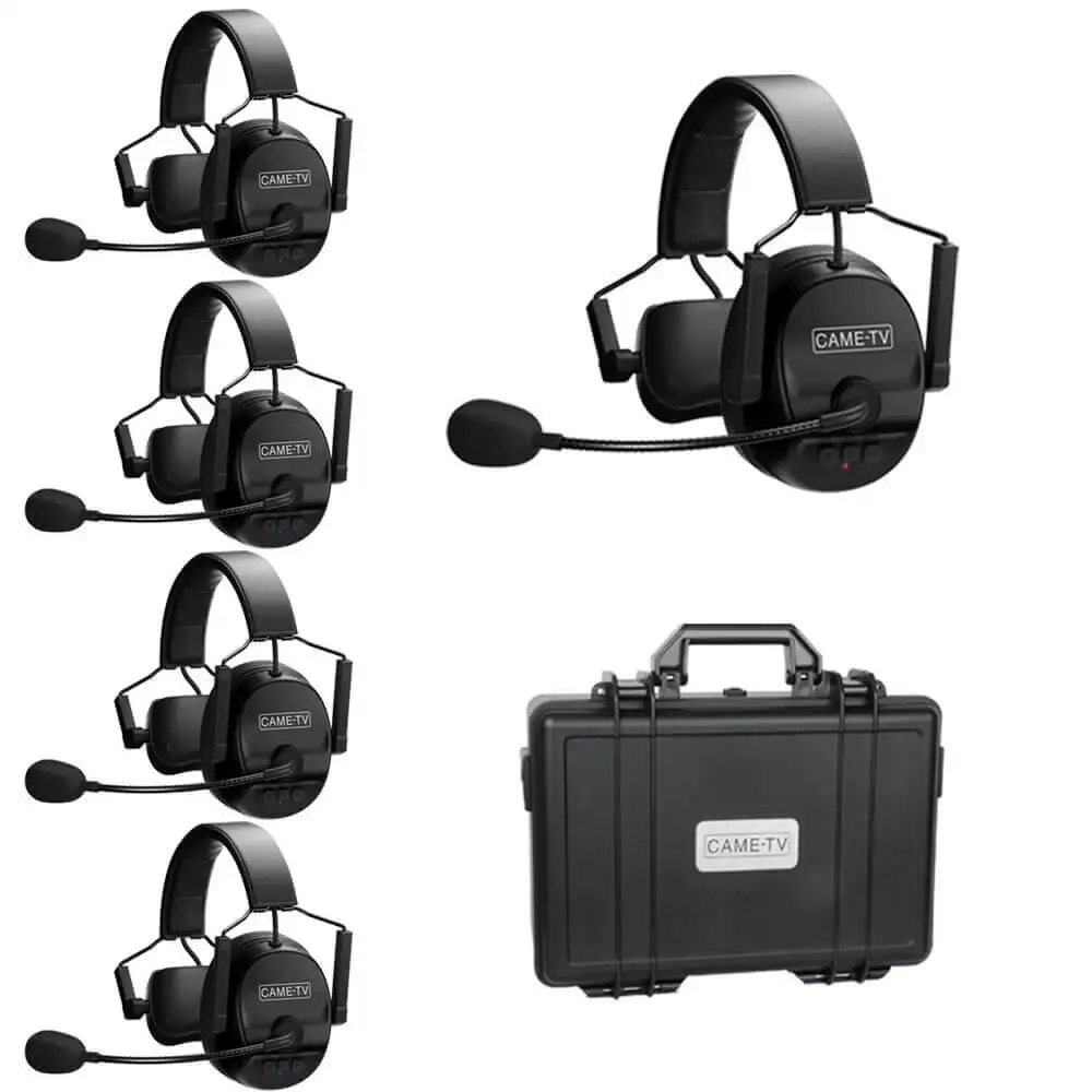 CAME-TV KUMINIK8 1.9G Full Duplex Digital Communicate Headset Distance Up to 450M Single Ear 5 Pack Wireless Intercom