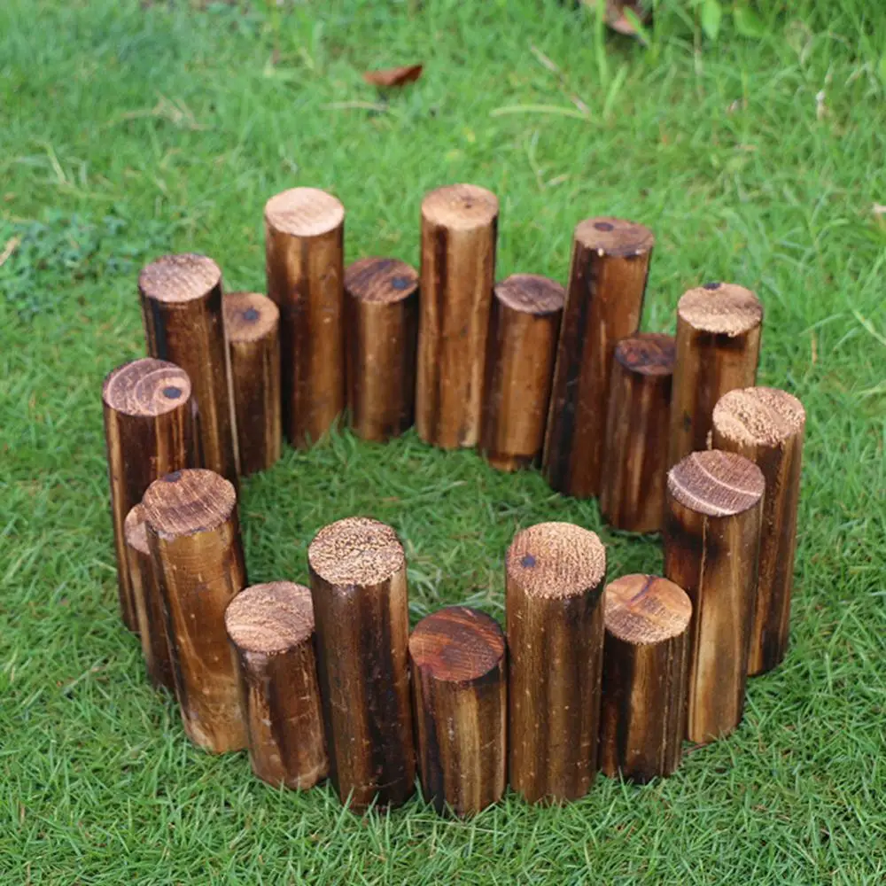 Naturl Garden Fence Log Lawn Grass Edging Wood Fairy Garden Flower Bed Border Fence Christmas Tree Fence Home Decoration Panel