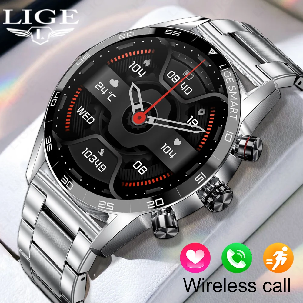 

Смарт-часы LIGE New Business для мужчин: Bluetooth-звонки, мониторинг здоровья, водонепроницаемые, фитнес-трекер, умный браслет, смарт-часы
