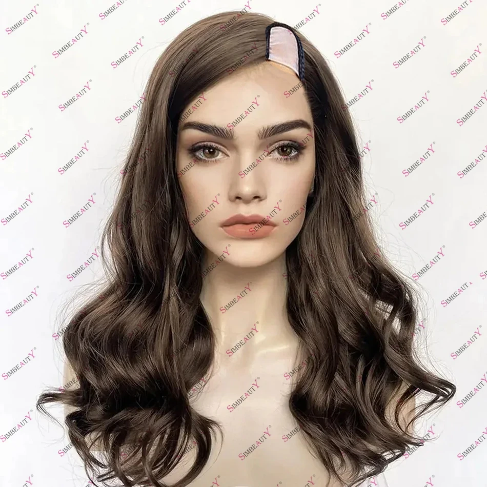 

Cool Brown Body Wave Glueless V Shape Wigs for Black Women 1x4 Opening Right/Left Side U Part Wig Remy Brazilian Human Hair Wig