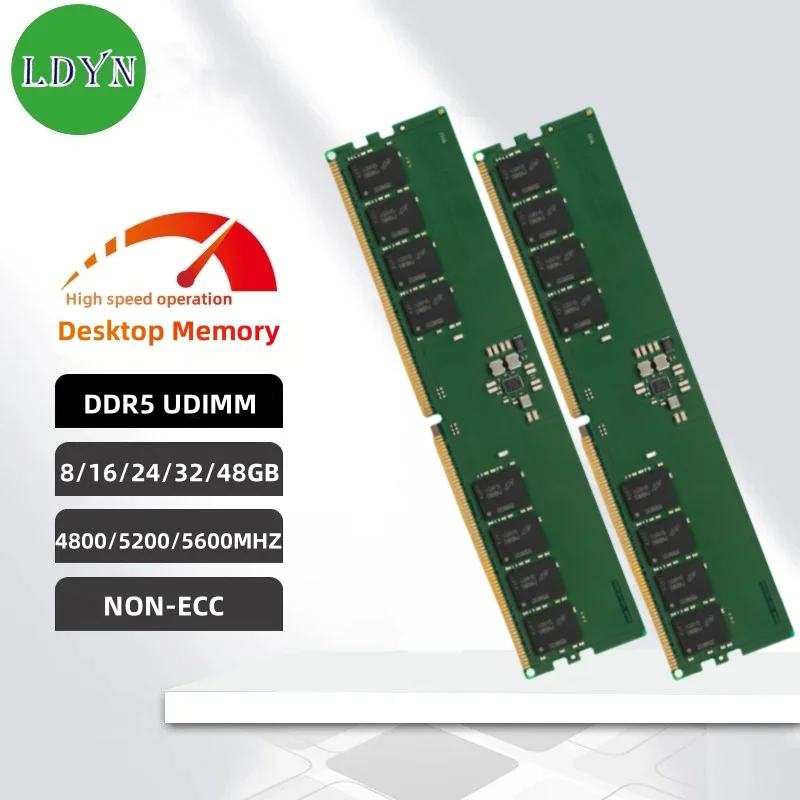 DDR5 RAM 8GB 16GB 24GB 32GB 48GB PC5 4800MHZ 5200MHZ 5600MHZ CL40 1.1V 28PIN NON-ECC Unbuffered UDIMM Desktop Memory Ram