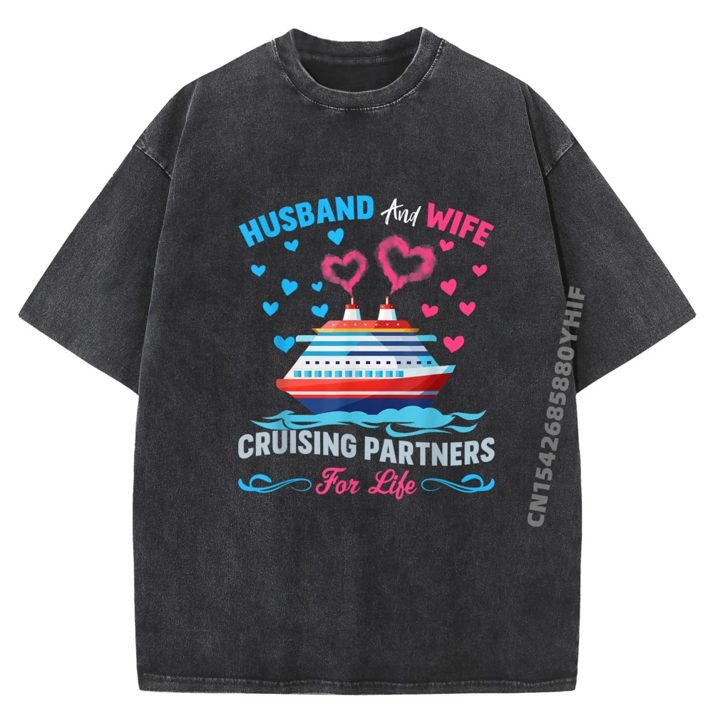 

Husband And Wife Cruising Partners Tops Tees Autumn Mens Graphic T-shirt Man Normal Trendy Washed Shirt