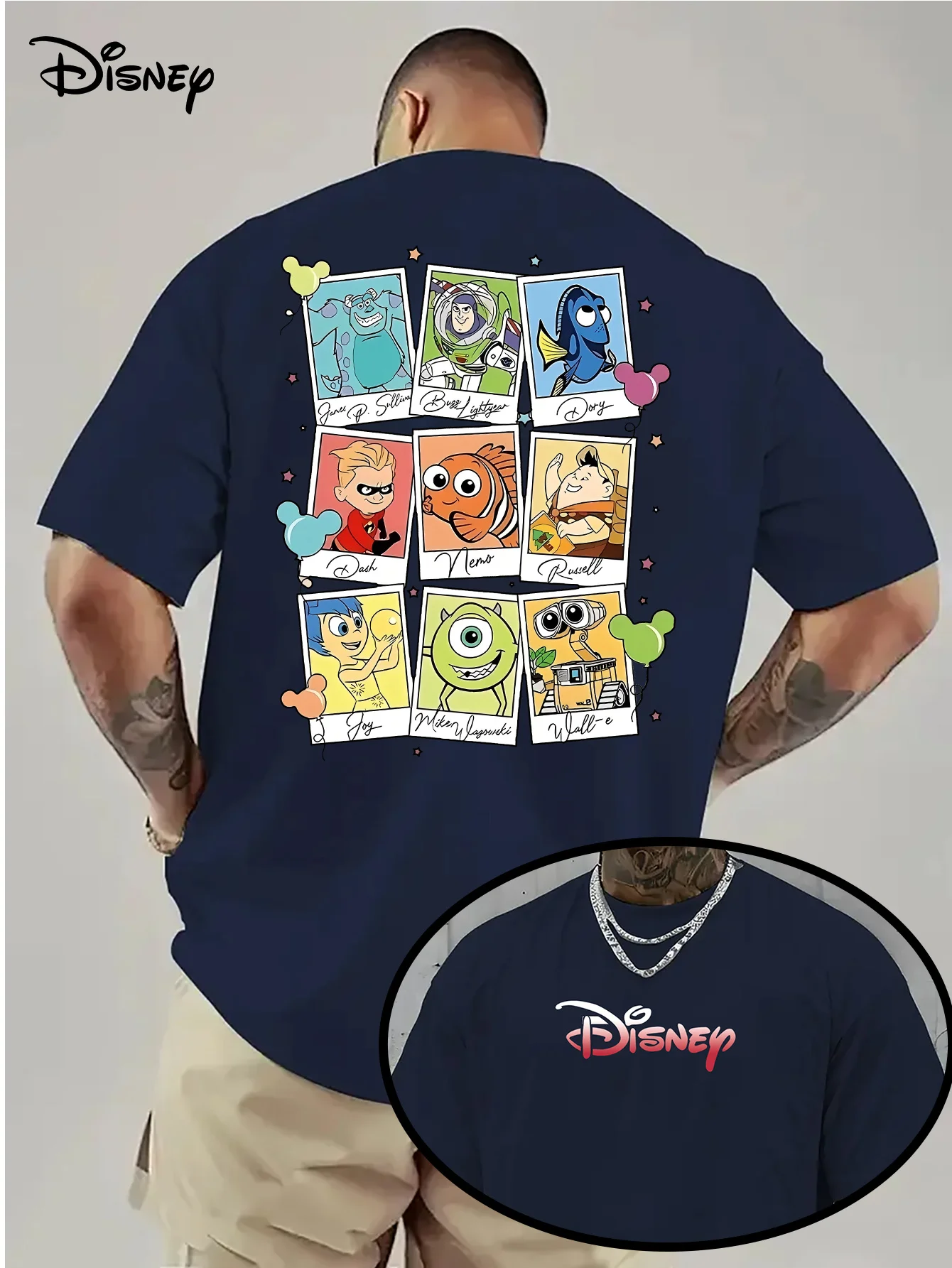 تي شيرت صيفي للرجال من Disney Pixar Toy Story ملابس ترفيهية يومية وأنشطة موضوعية للجنسين من القطن بأكمام قصيرة كبيرة الحجم