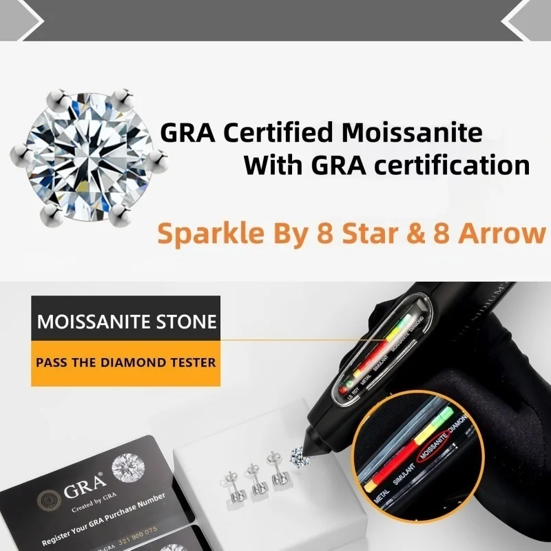 

LAMVOICE jewelry for women/stud earrings with 0.6-4 carat White moissanite Hypoallergenic earrings christmas gift for women