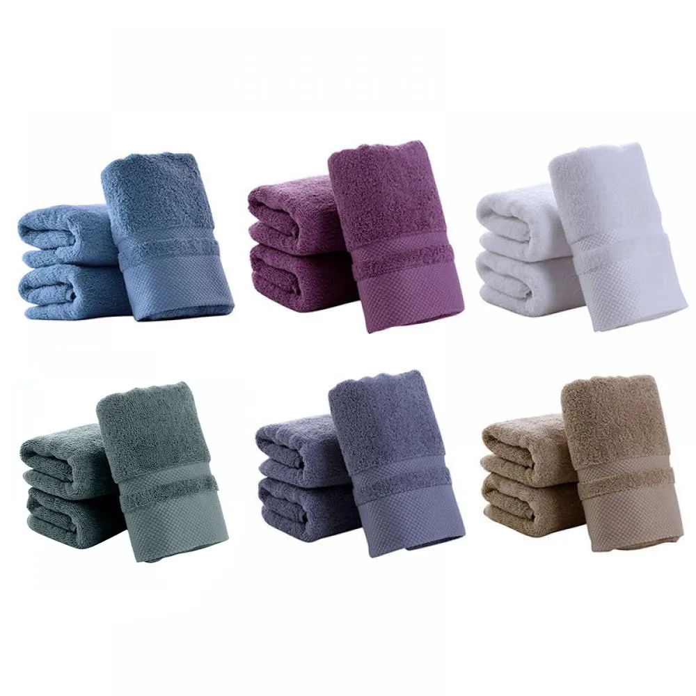 35X75CM Plain Colored Absorbent Towel Pure Cotton Bath Towel Set Absorbent Adult Bath Towels Soft Face For Bathroom Towel Set