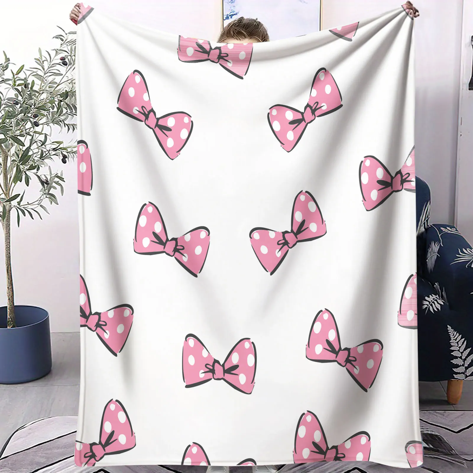 Coperta per aria condizionata con motivo a fiocco Coperta per pisolino dal design colorato carino per divano del soggiorno Coperta accogliente per la decorazione della stanza della ragazza