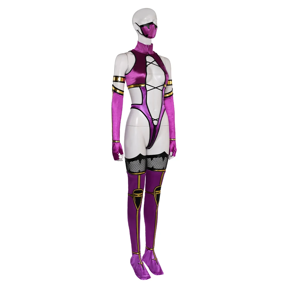 Game Kombat 9 Cos Mileena Cosplay Costume Outfits Fantasy Jumpsuit Accessories For Adult Girls Roleplay Halloween Carnival Suit