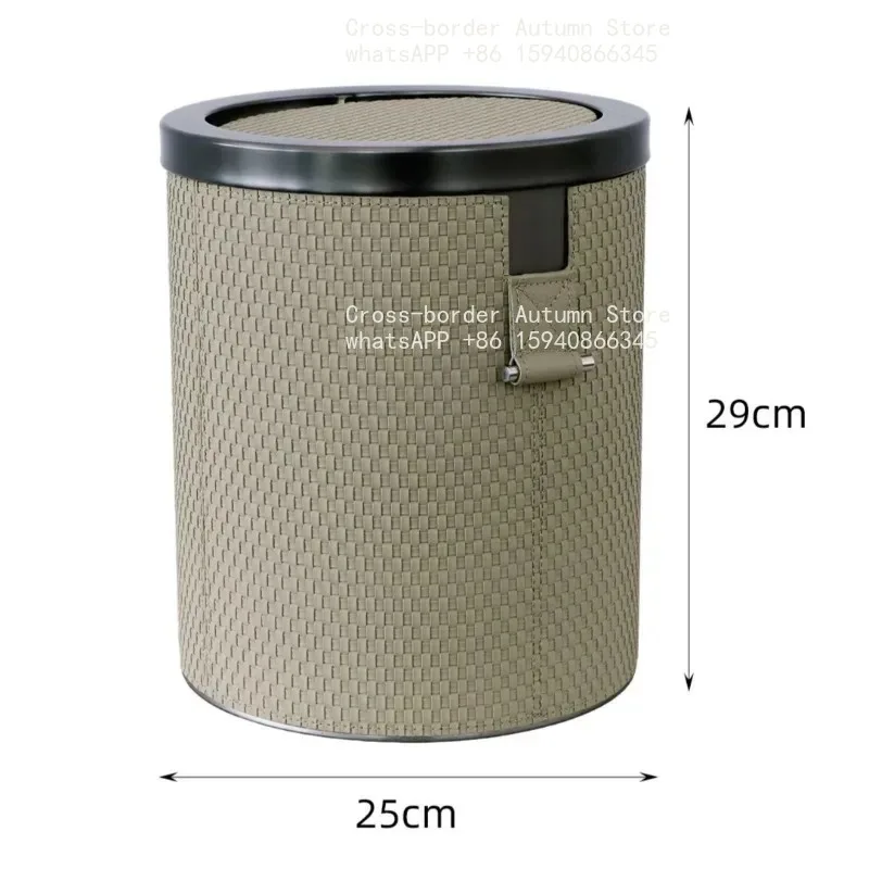 Shake Top Type Trash Can Leather Litter Bins Large Capacity Kitchen Dustbin Luxury Garbage Cans with Lid Household Accessories