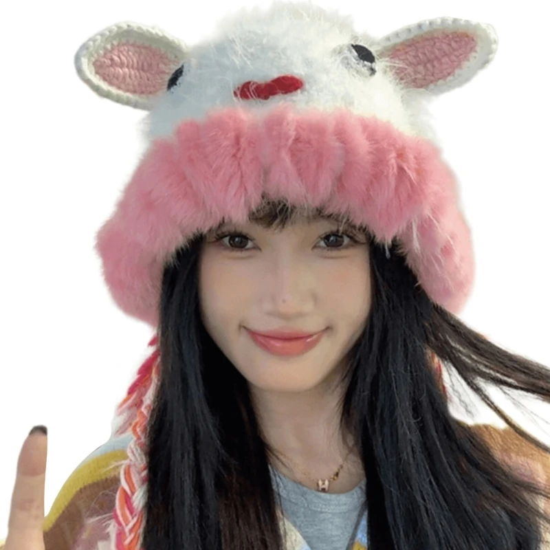 

Animal Ears Hat Funny Plush Hat Unisex Animal Ears Flap Hat Softable Warm Hat