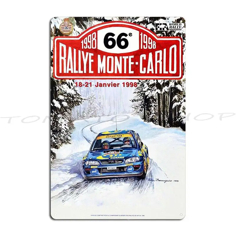 Monte Carlo Rally 1998 Metal Sign Garage Personalized Club Designer Tin Sign Poster