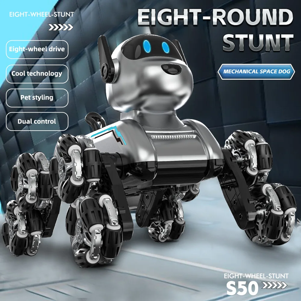 S50 Intelligent Robot Dog Gesture-Sensing Shape-Shifting Eight-Wheel Stunt Remote Control Car Toy for Children Christmas Gift