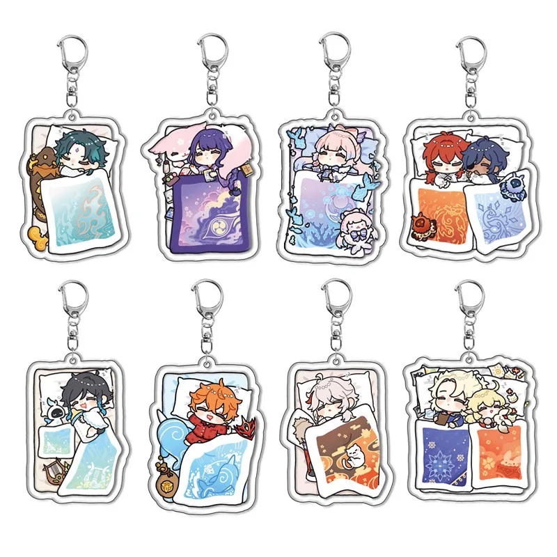 Genshin Impact Anime keychain Xiao Zhongli Venti Hu Tao Raiden Shogun Genshin Ganyu Yoimiya keyring Key Ring Anime Jewelry Gift