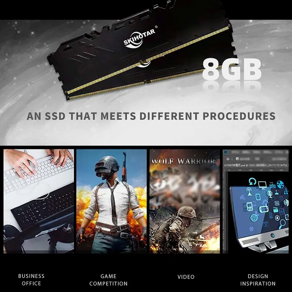 SKIHOTAR DDR4 Desktop Ram 16GB 8GB 2666MHZ 3200MHz Desktop Gaming Memory Support Motherboard DDR4 Memory