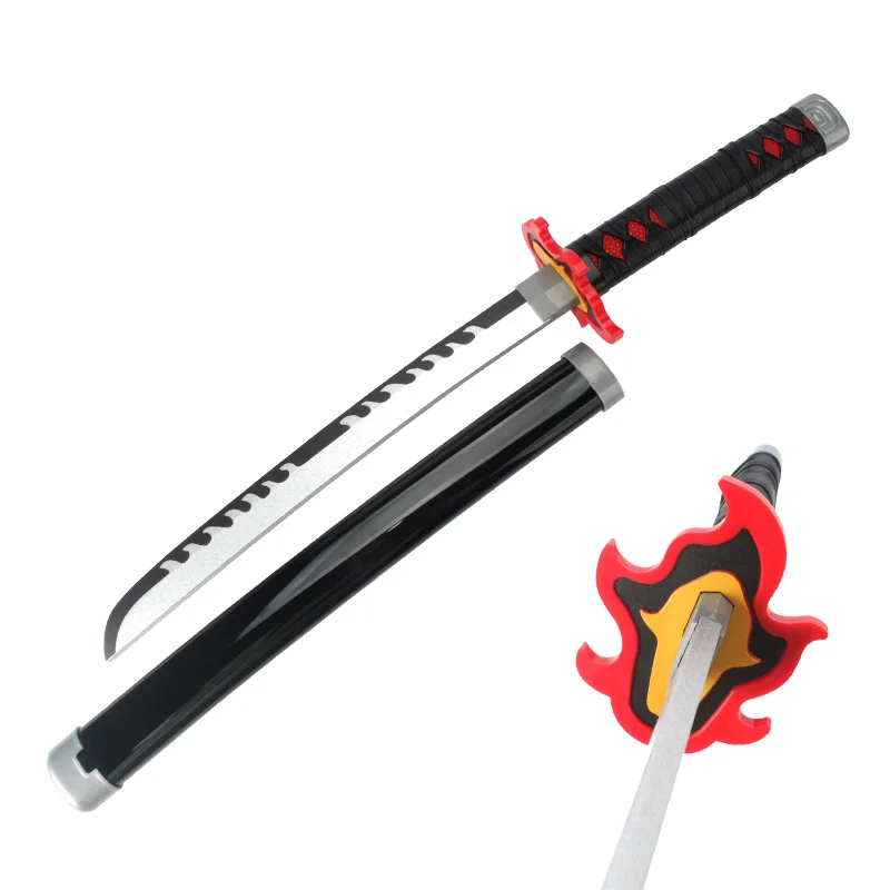 Demon Slayer Katana 60cm/23.6in Drewniany miecz do odgrywania ról Ognisty Bóg Tanjiro Rekwizyty kostiumowe na Halloween