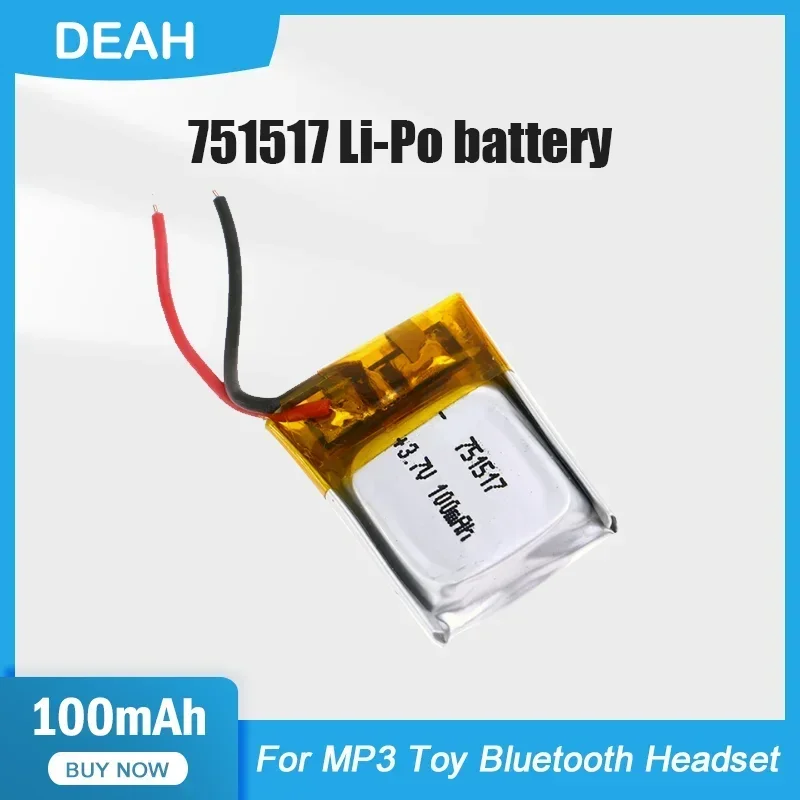 1-4PCS 751517 3.7V 100mAh Rechargeable Lithium Polymer Battery For Cheerson CX-10 CX10 CX12 JJ820 V646 V676 JJ810 RC Helicopter