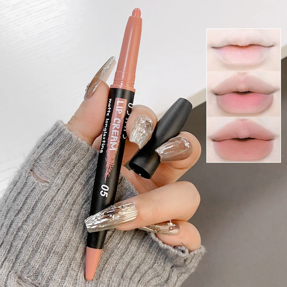 Sexy Nude Lippenstift Lipliner Potlood Waterdichte Matte Contouren Lip Tint Langdurige Antiaanbakbeker Lippenstift Krijt Koreaanse Make-Up