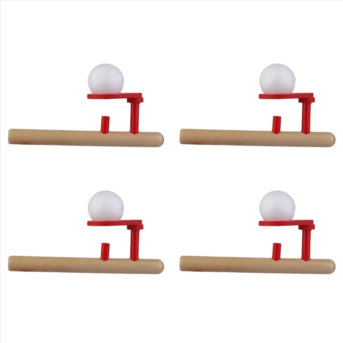 *A91P 4X Classic Wooden Games Floating Ball Blow Tube & Balls Blows Toys