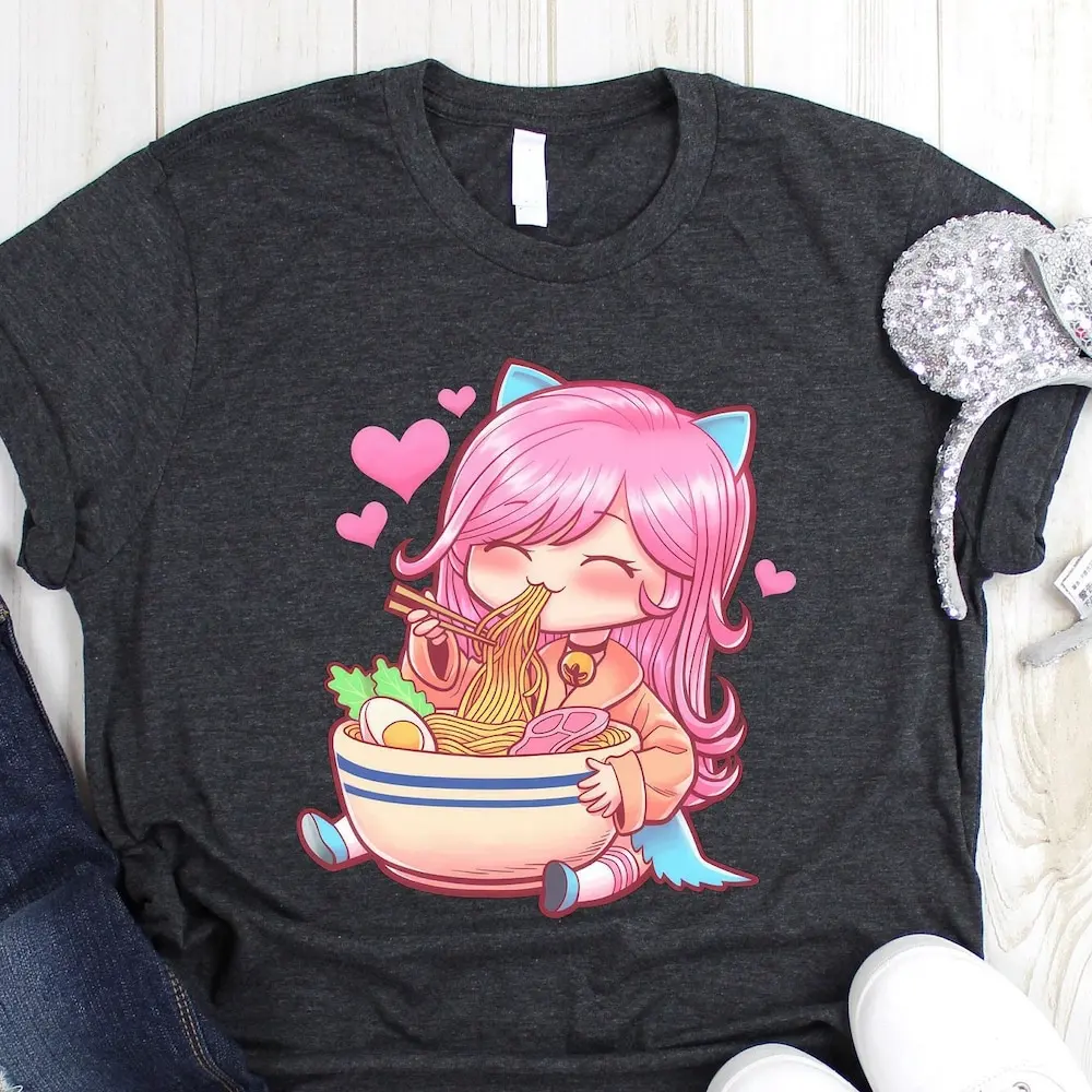 

Cute Anime T Shirt Food Girl Ramen Lover Funny