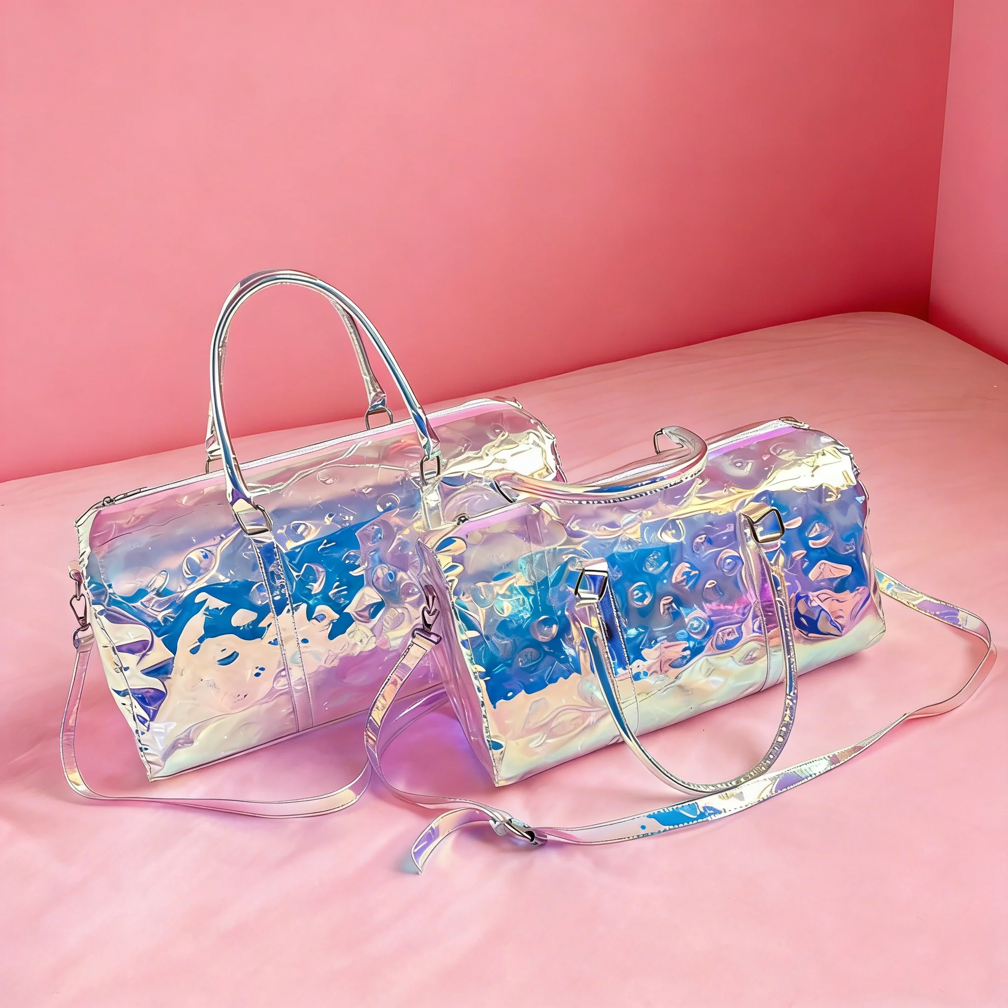 

Girls' Large Capacity Fashion Travel Bag Waterproof Handbag Laser Cut Shoulder Gym Bag for Active Women