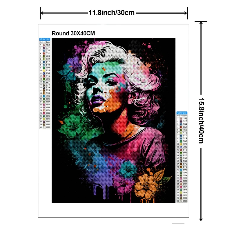 Diamond Painting Kit Cartoon Girl Colorful Flower Cross Embroidery Marilyn Monroe Handmade DIY Mosaic Home Decoration Gift